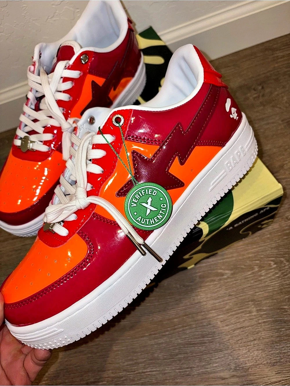 BAPE STA Sneakers in Red & Orange Like New
